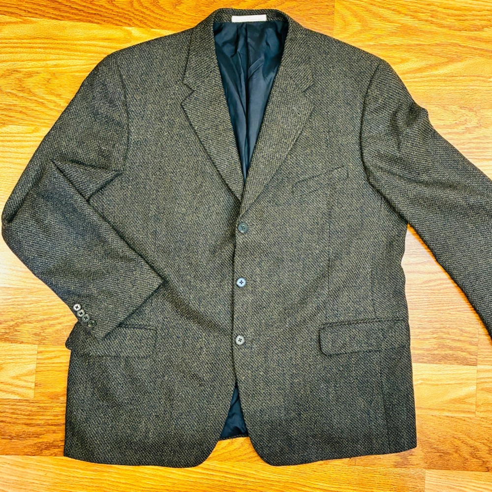 Joseph Abboud Wool Blend Blazer Dark Academia Professorcore Sport Coat 46R Brown
